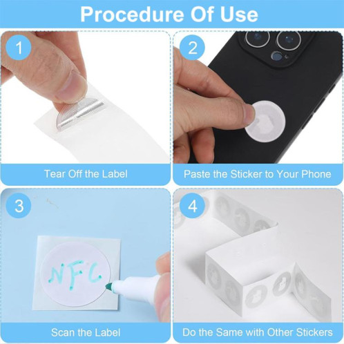 Étiquette électronique RFID compatible avec téléphone portable NPC, modèle : HF, incrustation humide ronde 25 mm, 100 pièces SR02021848-07